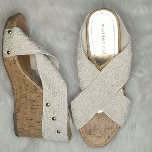 Madden girl nautic crochet strap cork wedge 9.5